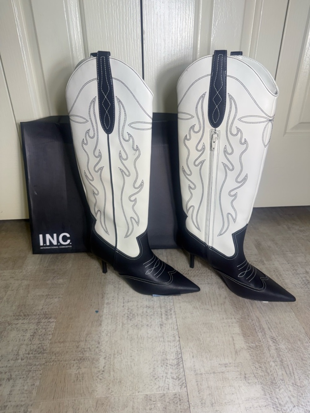 INC White and Black Western Style Boots - HayleighP